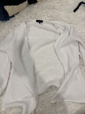 STATE Open-Weave White Women's Cardigan